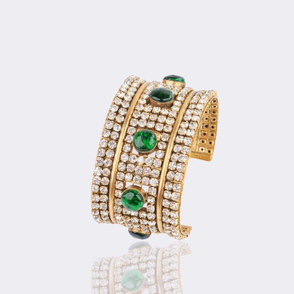 Bangle With Green Pâte De Verre Stones - image 3