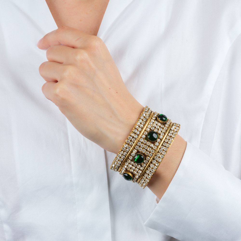 Bangle With Green Pâte De Verre Stones - image 4