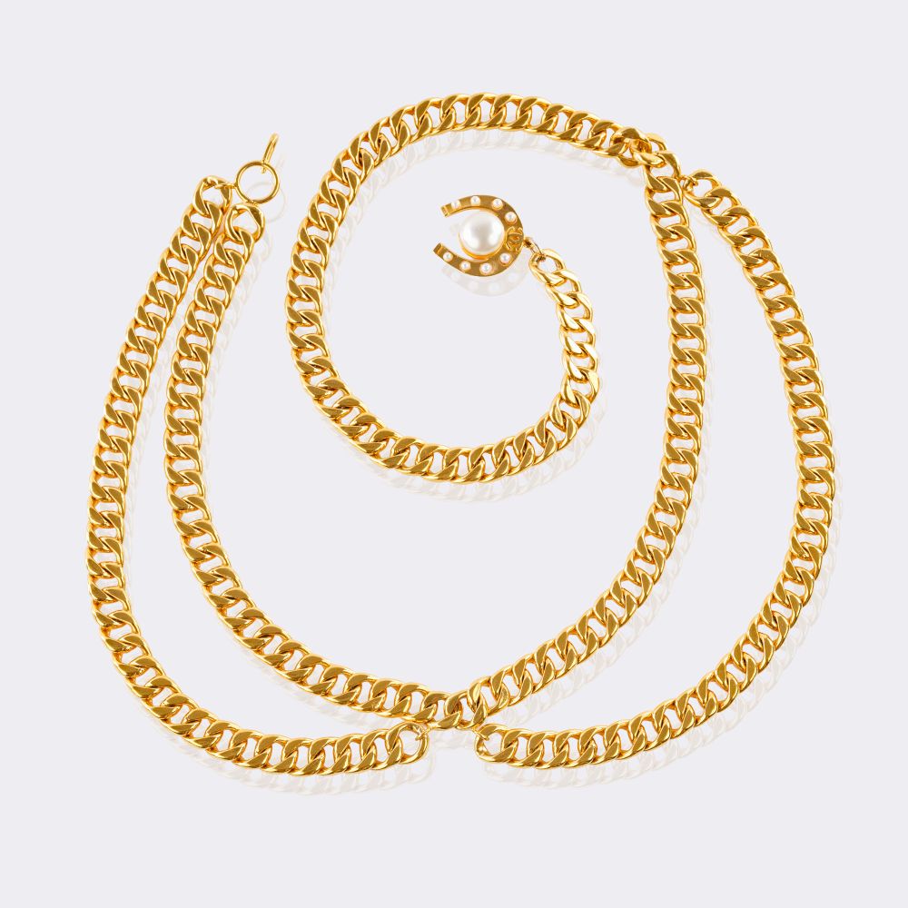 CC Chain Belt with Faux Pearls