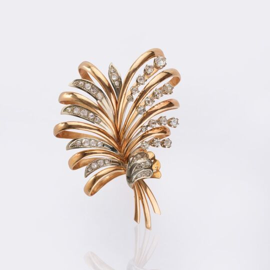 Vintage Diamond Flower Brooch