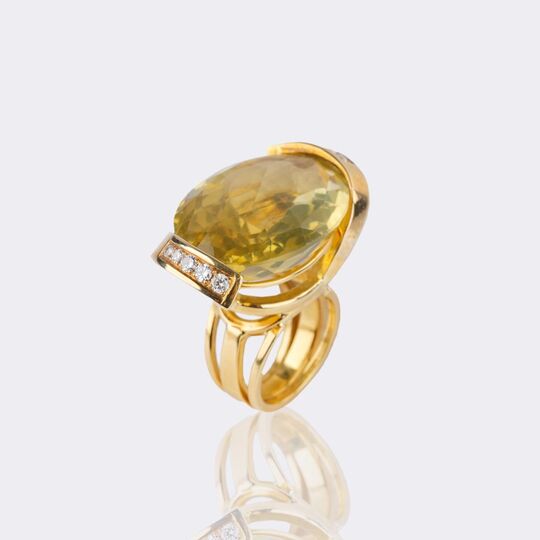 Modern Citrine Diamond Ring