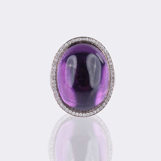Amethyst Cocktail Ring with Diamonds