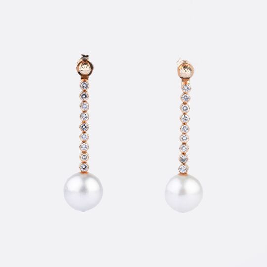 Pair of Southsea Pearl Diamond Earpendants