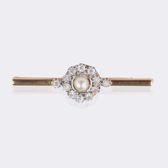Pearl Brooch with Old-Cut Diamonds