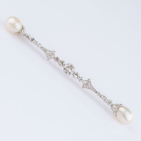 Brooch with Old-cut Diamonds and Pearls