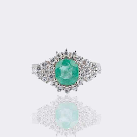 Emerald Diamond Ring with matching Pendant