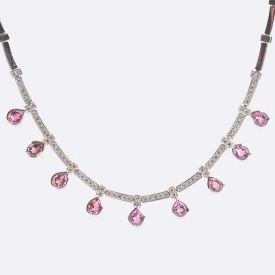 Pink-Tourmaline Diamond Necklace