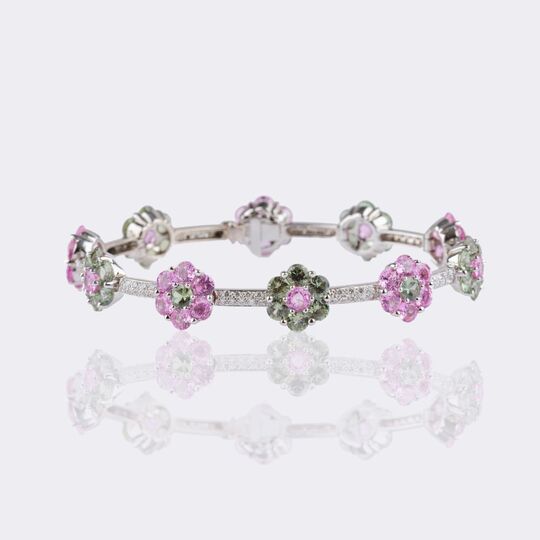 Floral Colour Gemstone Bracelet with Diamonds