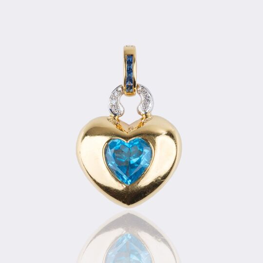 Heart Shaped Topaz Pendant with Diamonds