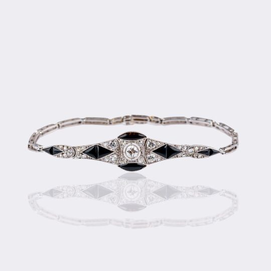 Art-Deco Onyx Diamond Bracelet