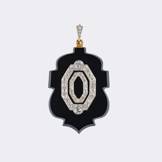 French Art-Deco Onyx Diamond Pendant
