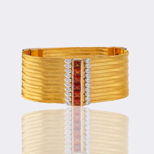 Extraordinary Gold Bracelet with Citrines and Diamonds