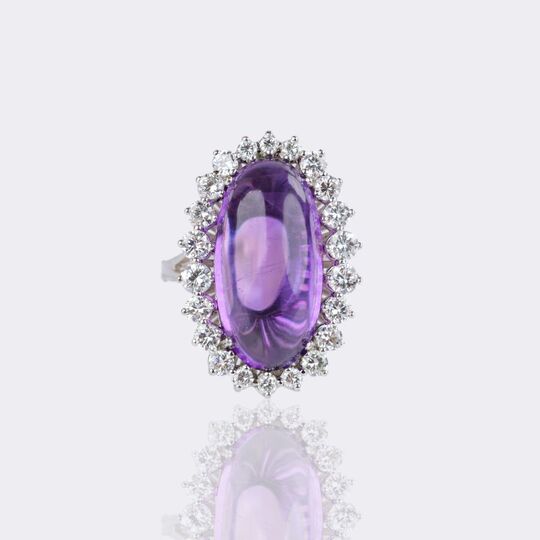Amethyst Diamond Ring