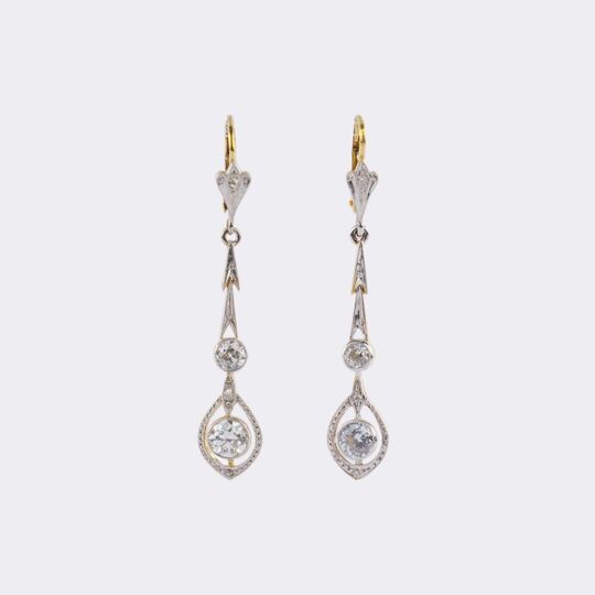 Pair of Art Nouveau Diamond Earrings
