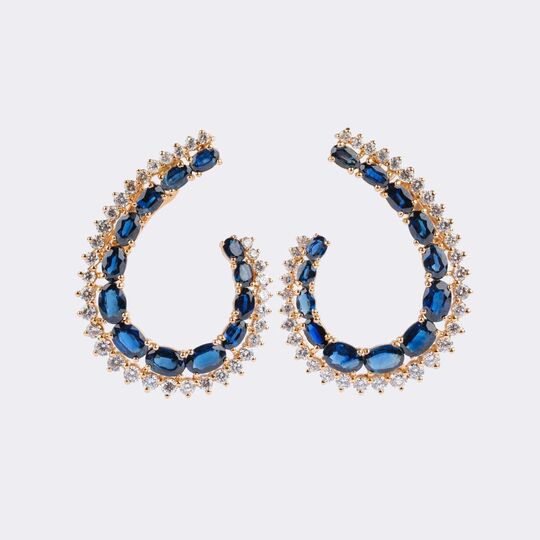Pair of Sapphire Diamond Earclips