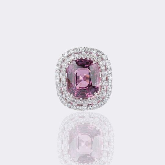High-Carat Natural Spinel Ring with Diamonds