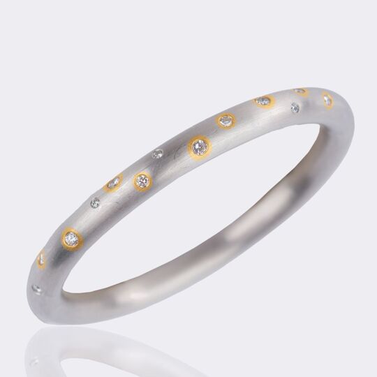 Platinum Bangle Bracelet with Diamonds