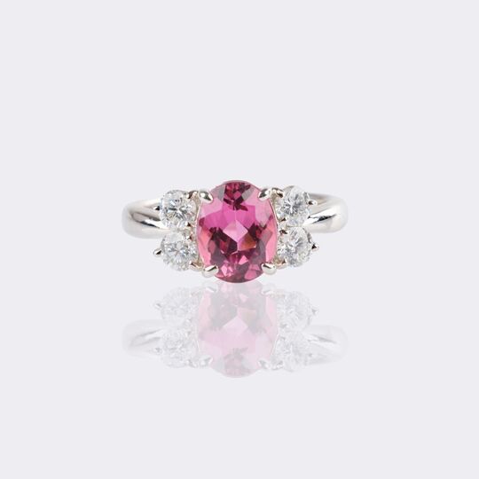 Diamond Pink Tourmaline Ring