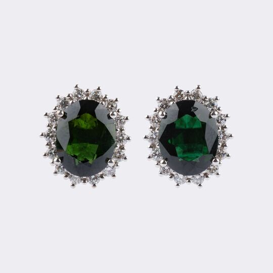 Pair of Tourmaline Earrings with Diamonds
