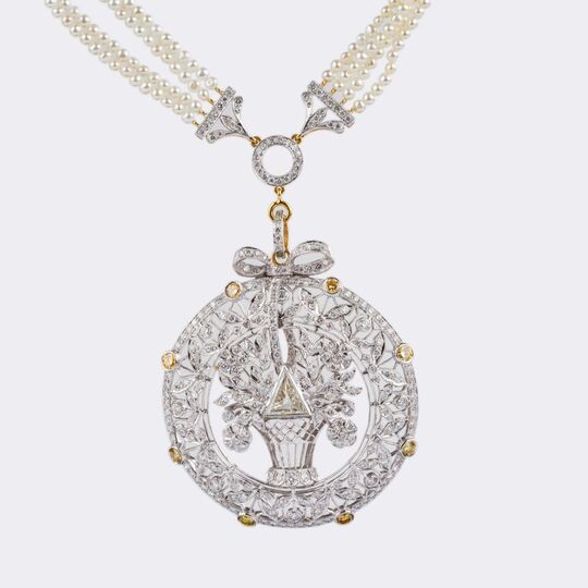 Highcarat Diamond Pendant on Pearl Necklace