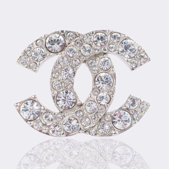 CC Brooch with Strass Stones