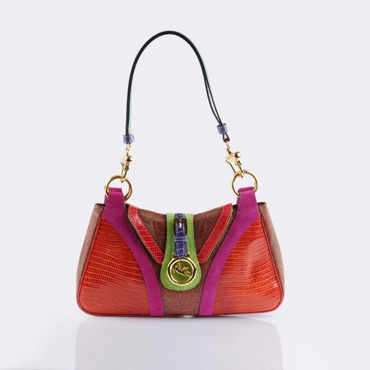 Paisley-Jacquard Bag With Leather Trim