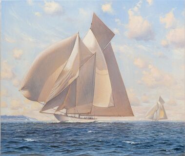 Sailing yacht under full sail