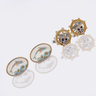 Tow Pair of Cufflinks 'Pirate' and 'Fish'