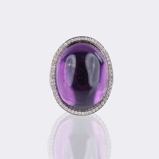 Amethyst Cocktail Ring with Diamonds
