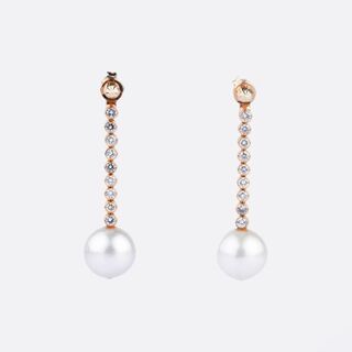 Pair of Southsea Pearl Diamond Earpendants