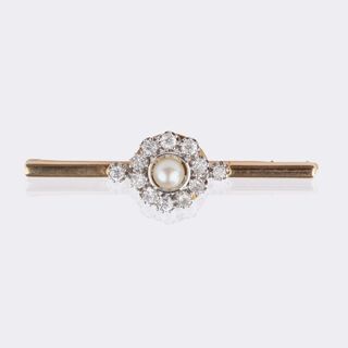Pearl Brooch with Old-Cut Diamonds
