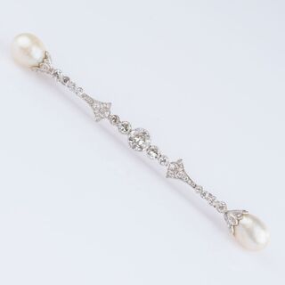 Brooch with Old-cut Diamonds and Pearls