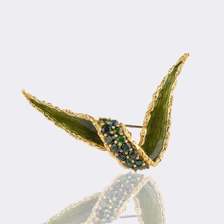 Vintage Brooch with Tourmaline-Enamel