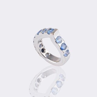 Signature Memory Drop Ring Blue Sapphires