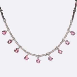 Pink-Tourmaline Diamond Necklace