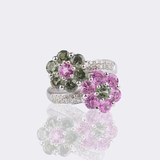 Flower Ring with Colour Gemstones