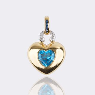 Heart Shaped Topaz Pendant with Diamonds