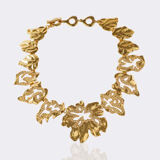 Prachtvolles Collier 'feuilles dorée et strass'