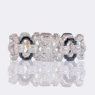 Very fine Art-déco Diamond Onyx Bracelet