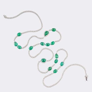 High-Carat Emerald Necklace with Diamonds