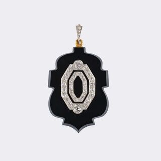 French Art-Deco Onyx Diamond Pendant