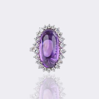Amethyst Diamond Ring