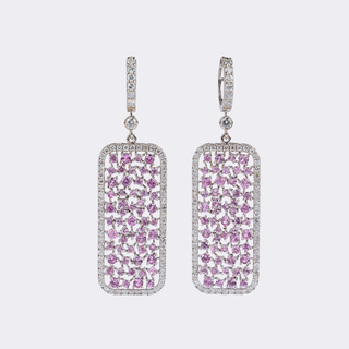 Pair of Pink Sapphire Diamond Earpendants