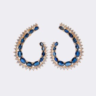 Pair of Sapphire Diamond Earclips