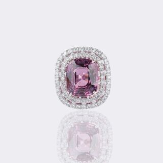 High-Carat Natural Spinel Ring with Diamonds