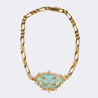 An extraordinary Turquoise Necklace with Diamonds