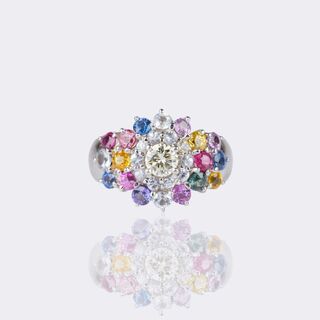 Rainbow Sapphire Diamond Ring