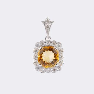 Citrine Pendant with Diamonds