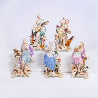 A Rare Five-piece Set of 'Allegories of the 5 Senses'