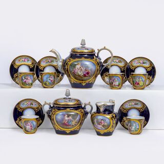 A Coffee Service with Watteau Scenes for 8 Persons
